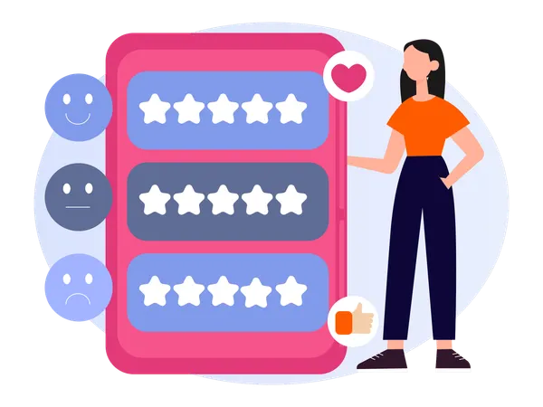 Woman Submit Customer Review  Illustration