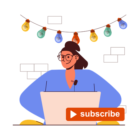 Woman subscribe blog channel  Illustration