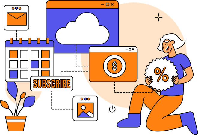 Woman Subscribe to SaasBased Applications  Illustration