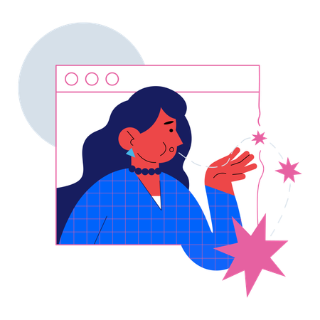 Woman successful sent a message  Illustration