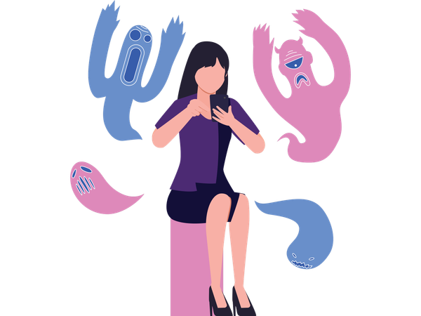 Woman suffer from mental disorder  Illustration