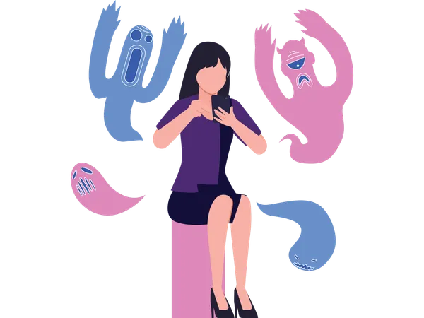 Woman suffer from mental disorder  Illustration