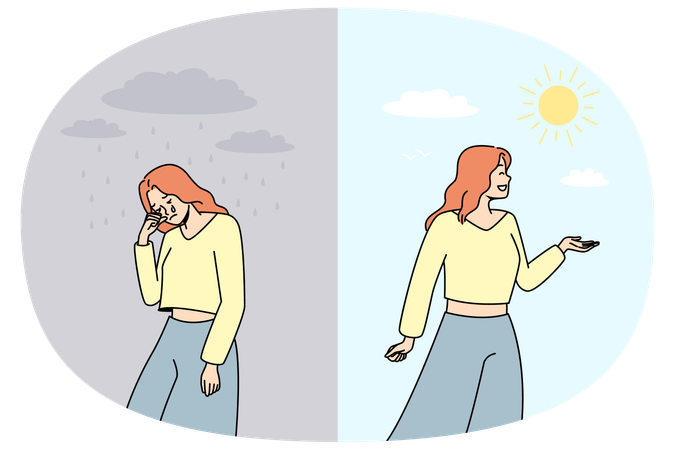 Woman suffer from mood swings  Illustration