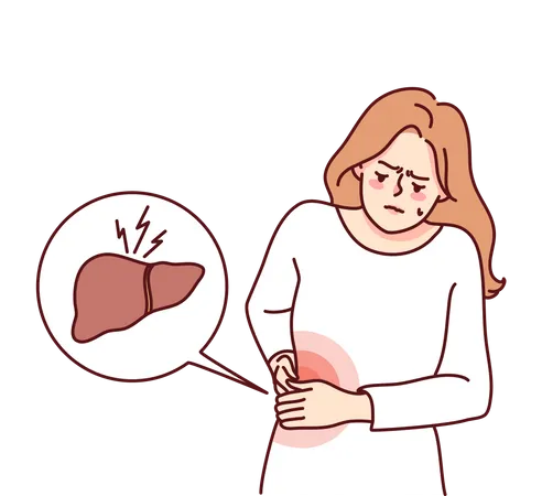 Woman suffering for kidney pain  Illustration