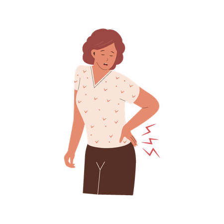 Woman suffering from back pain  Illustration