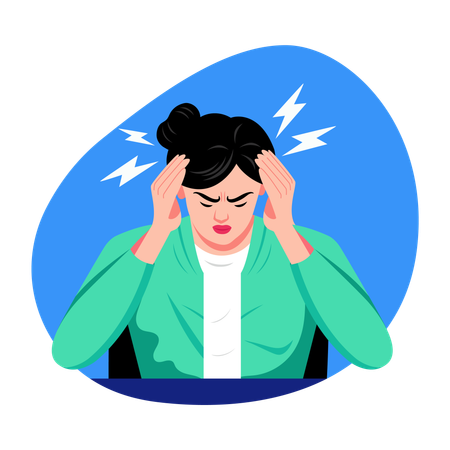 Woman suffering from headache  Illustration