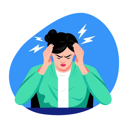 Woman suffering from headache  Illustration