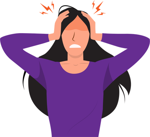 Woman suffering from headache  Illustration