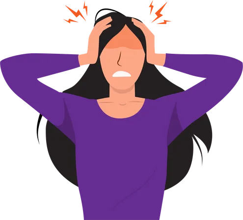 Woman suffering from headache  Illustration