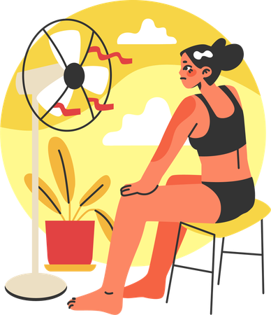 Woman suffering from heat  Illustration