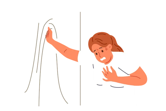 Woman Suffering From Obesity Feels Pain In Heart And Shortness Of Breath After Climbing Stairs Health Problems And Risk Of Myocardial Infarction Are Caused By Obesity Leading To Impaired Immunity イラスト