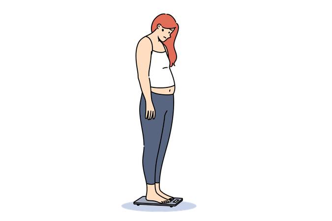 Woman suffering from obesity  Illustration