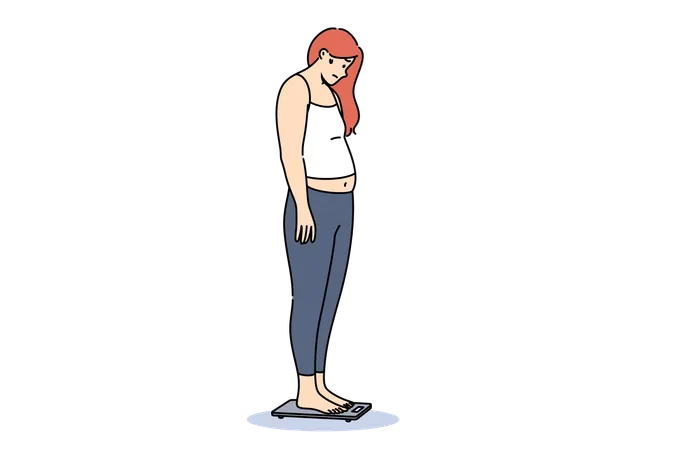 Woman suffering from obesity  Illustration