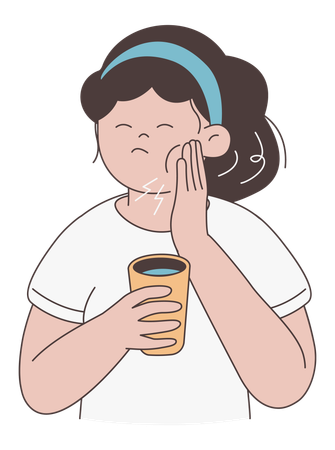 歯痛に苦しむ女性  イラスト