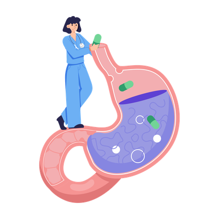 Woman Suffering Gastroenterology  Illustration
