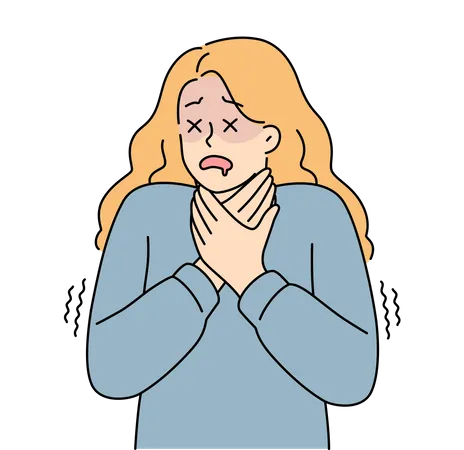 Woman suffering throat  Illustration