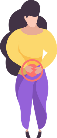 Woman suffering urgent pain  Illustration