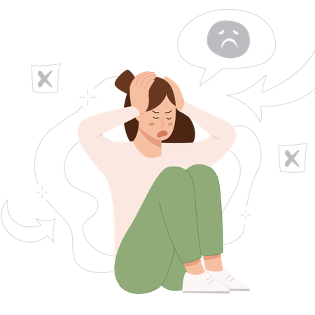 Woman suffers from Anxiety Disorder  Illustration