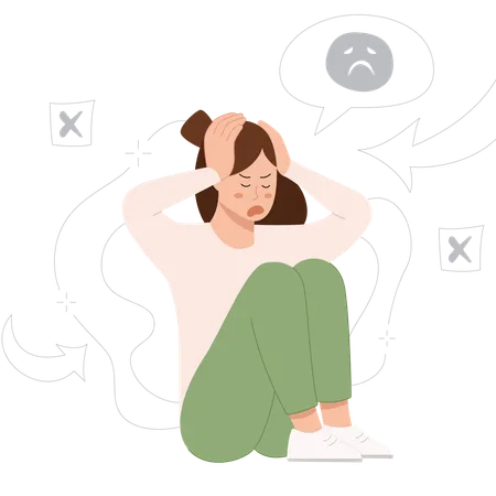 Woman suffers from Anxiety Disorder  Illustration