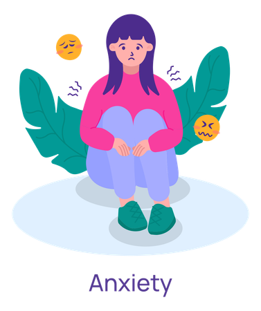 Woman Suffers From Anxiety Problems  Illustration