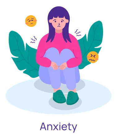 Woman Suffers From Anxiety Problems  Illustration