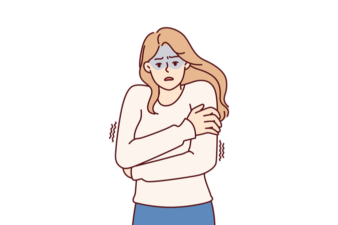 Woman suffers from cold and cough  Illustration