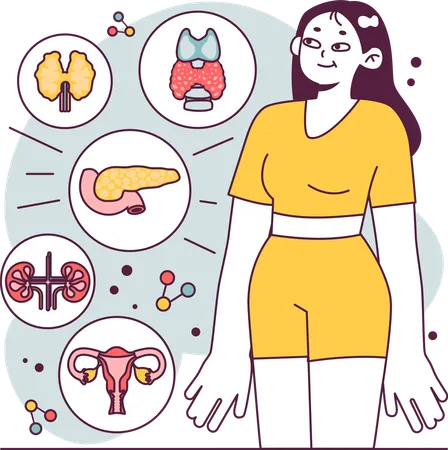 Woman suffers from diabetic disease  Illustration