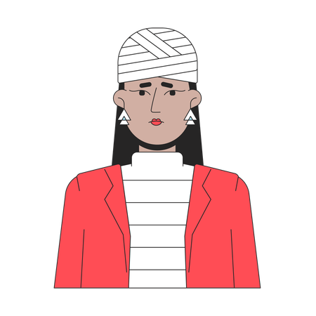 Woman suffers from headache  Illustration