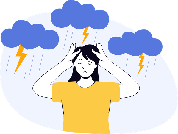 Woman suffers from mental disorders  Illustration