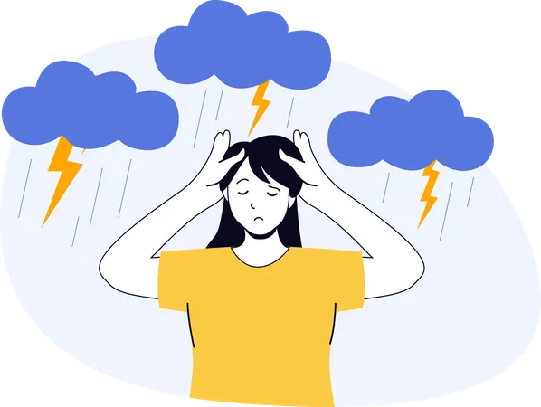 Woman suffers from mental disorders  Illustration