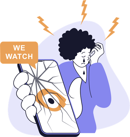 Woman suffers from online stalking  Illustration