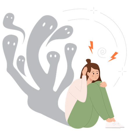 Woman suffers from Schizophrenia  Illustration