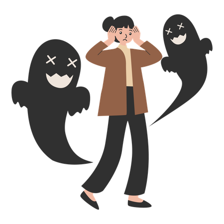 Woman suffers from Schizophrenia  Illustration