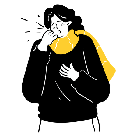 Woman suffers from Severe Cough  Illustration