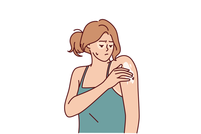Woman suffers from sunburn allergy  Illustration