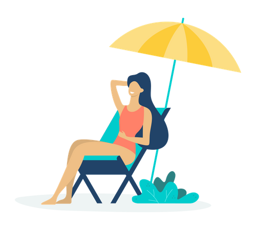 Woman sunbathing Illustration