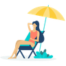 illustration for woman sunbathing