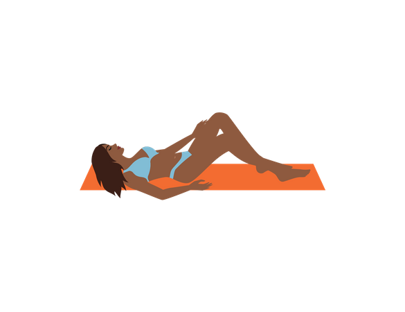 Woman sunbathing at beach  Illustration