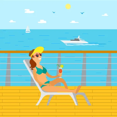 Woman sunbathing  Illustration