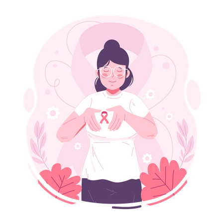Woman supporting breast cancer treatment  Illustration