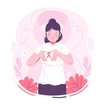 Woman supporting breast cancer treatment  Illustration