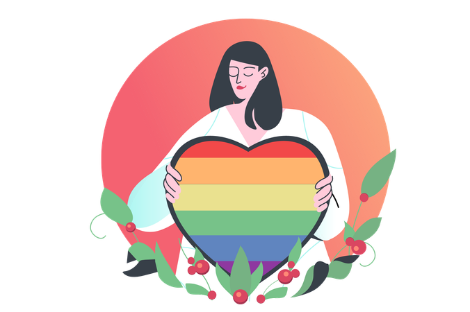 Woman supports LGBT community  Illustration