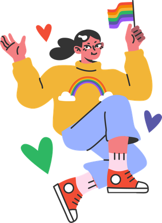 Woman supports lgbtq  Illustration