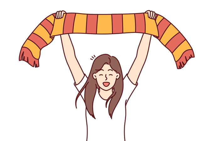 Woman supports soccer team  Illustration