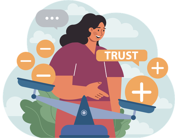 Woman supports social media trust  Illustration