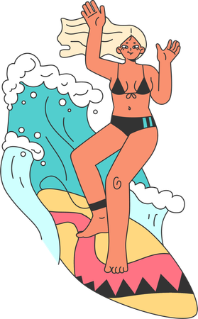 Woman surfing  Illustration