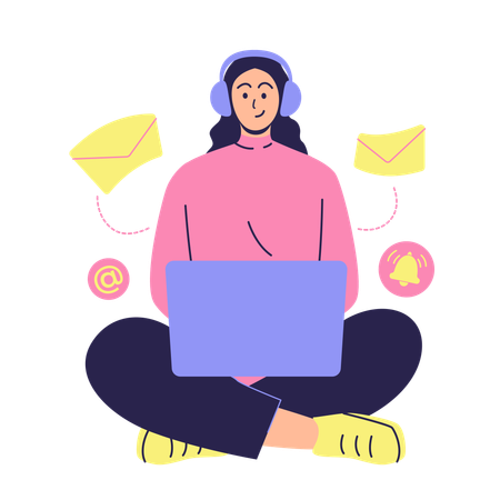 Woman surfing on internet  Illustration