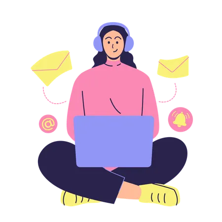 Woman surfing on internet  Illustration