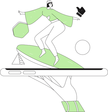 Woman surfing social media platform  Illustration