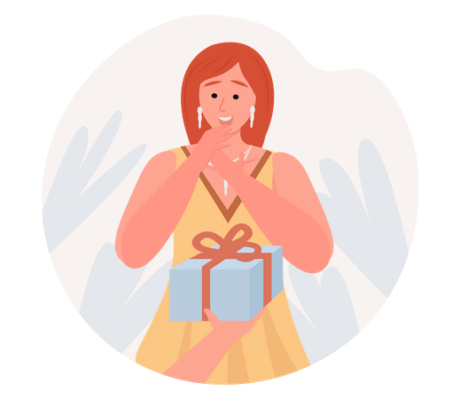 Woman Surprised with gift Illustration